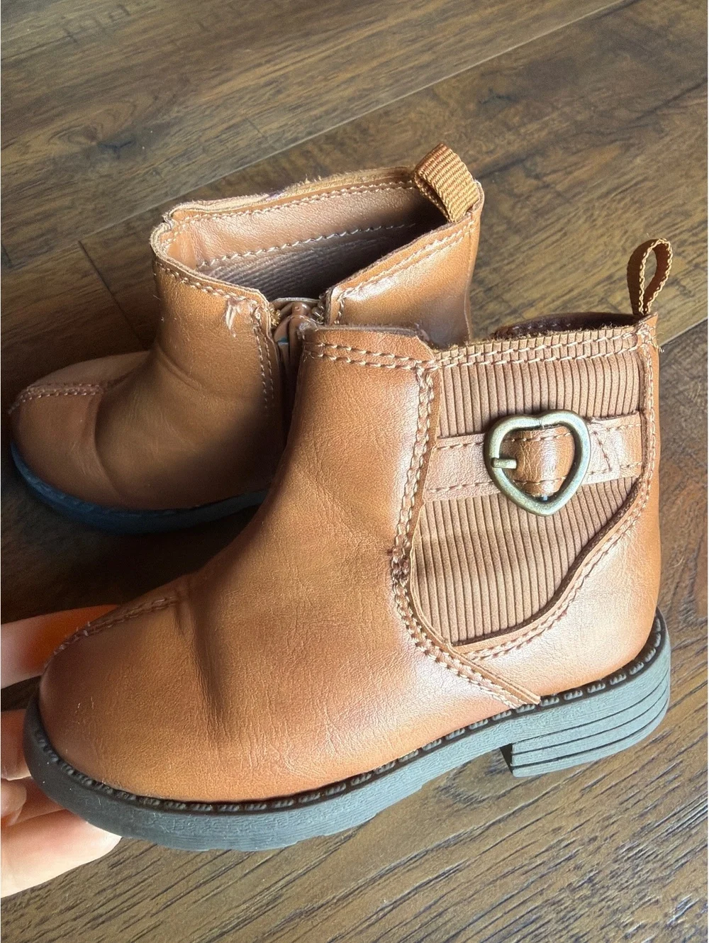 Carter's Toddler Girls Brown Ankle Boots with Heart Buckle Detail Size 6M